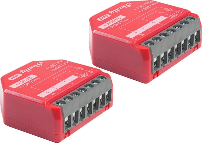 2 išmaniųjų jungiklių rinkinys Shelly 1PM Gen4 su energijos sąnaudų matuokliu ir Zigbee/Matter palaikymu