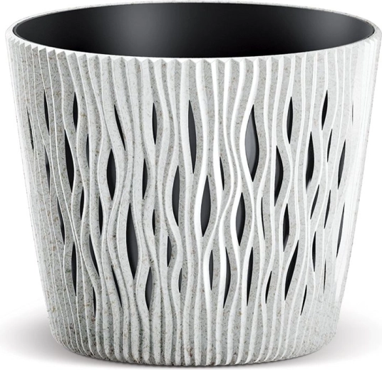 Gėlių vazonas Sandy Round Eco Wood 22,5 cm, baltas