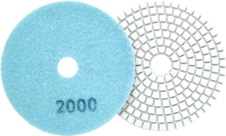 Set of 10 Diamond Polishing Pads 80 mm, Dry and Wet Polishing, Hook-and-Loop, Grit 2000