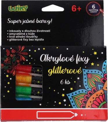 Akriliniai blizgūs žymekliai, rinkinys 6 vnt.