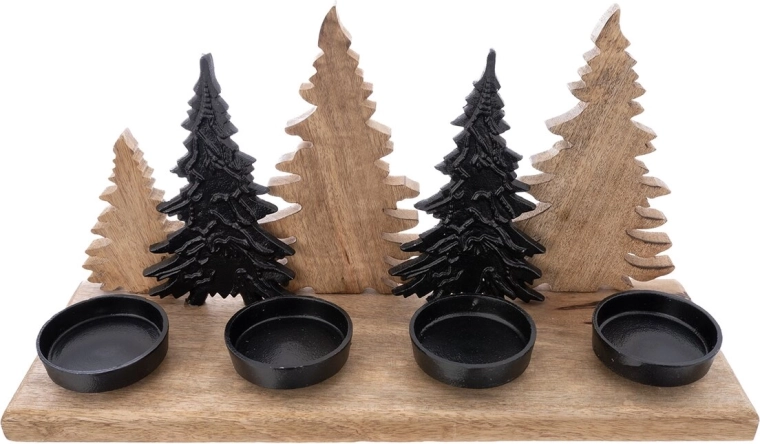 Mango Advent candle holder made of wood and metal – trees