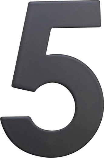 House Number 5, 75 mm, stainless steel, matte black