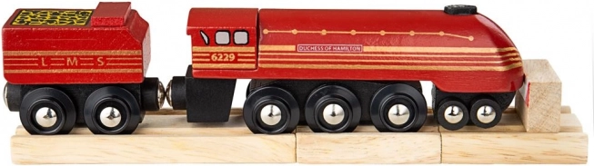 Medinis lokomotyvas „Duchess of Hamilton“ su bėgiais BIGJIGS RAIL