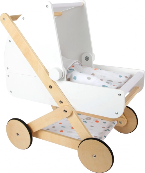 Wooden doll pram small foot little button