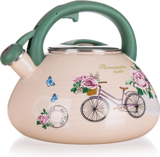 Enamelled whistling kettle 3 l Romantic Ride, diameter 22.5 cm
