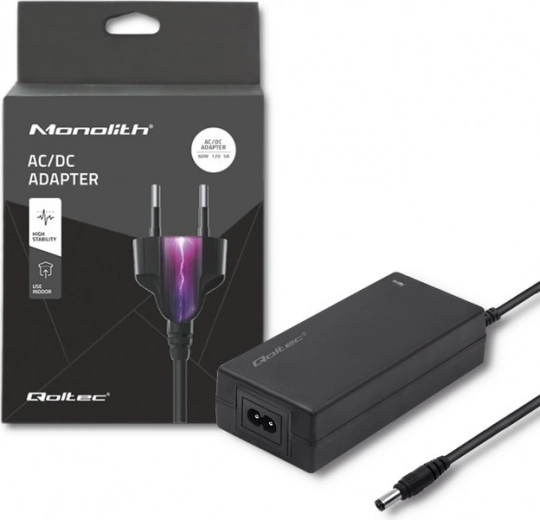Desktop Power Adapter 60 W 12 V 5 A with 5.5 × 2.1 mm Connector + Power Cable