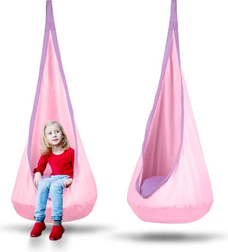 Hanging cocoon seat for children Neo-Sport – light pink