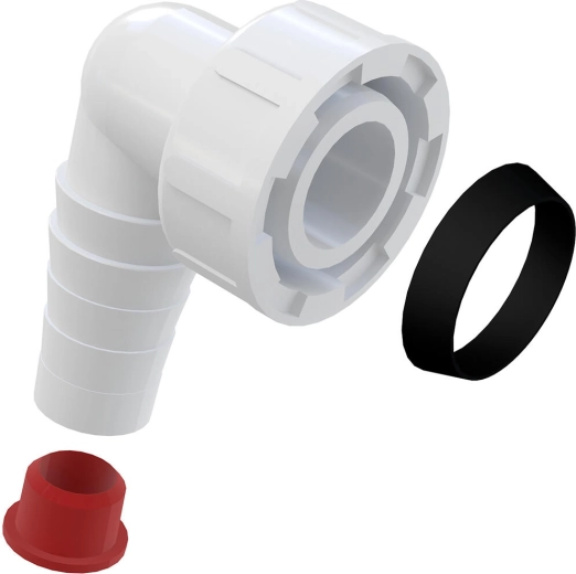 Complete G1" elbow for connecting a washing machine/dishwasher to a siphon (17–23 mm)