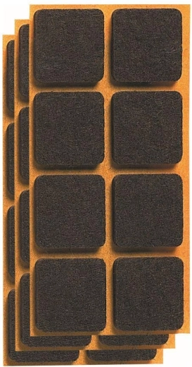 Savaime prilimpančios veltinio pagalvėlės baldams 20 × 20 mm, rudos (24 vnt.)