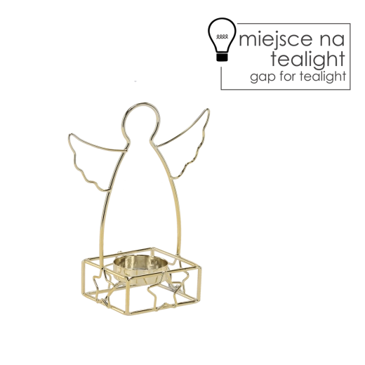 Auksinė metalinė arbatinės žvakutės žvakidė angelo formos