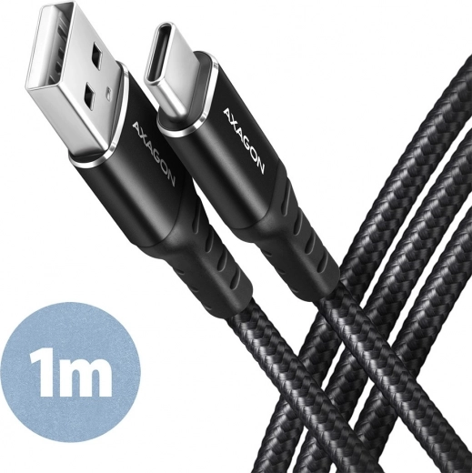 USB kabelis Axagon USB-C į USB-A, 1 m, juodas