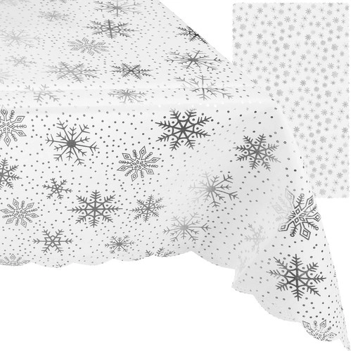 Ruhhy Christmas tablecloth with silver snowflakes 220 × 140 cm