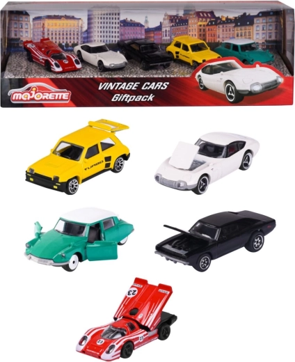 Majorette vintažinis metalinių modeliukų automobilių rinkinys, 5 vnt.