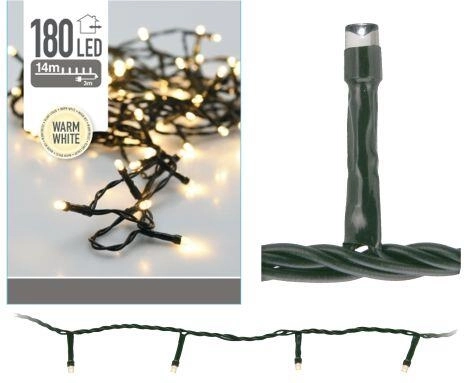 Kalėdinis lauko apšvietimas 14 m, 180 LED, šiltai balta