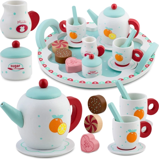 RICOKIDS Wooden Tea Set for Children