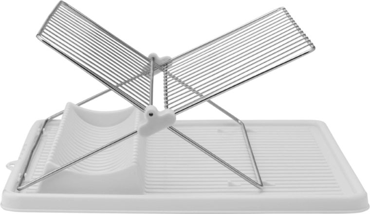 Foldable dish drying rack with drip tray