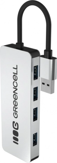 USB šakotuvas „Greencell Basic“ 4× USB‑A 3.0 su integruotu kabeliu