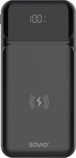 Wireless Savio 10,000 mAh power bank with Qi and 20 W