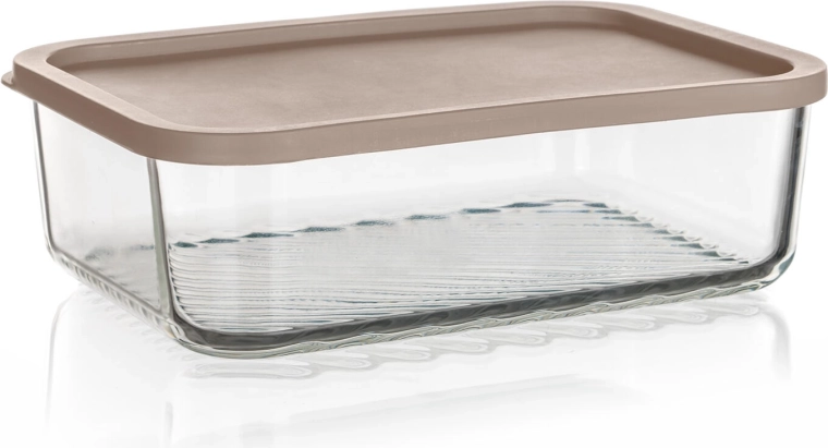 Stiklinis maisto indas WAVE 1,55 l su sandariu dangteliu, latte spalvos