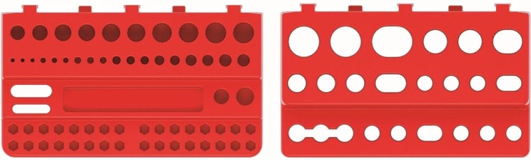 Set of tool holders for BINEER SHELFS panels, plastic, red (2 pcs)
