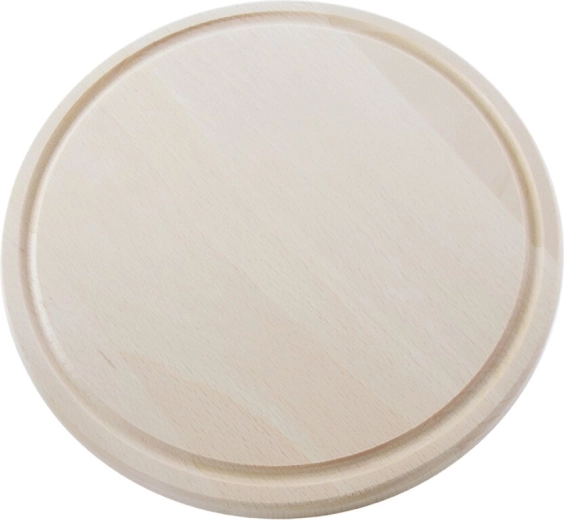 Round wooden cutting board with groove, 25 cm