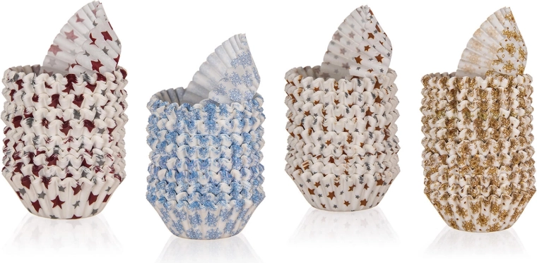 Popierinės konditerinės formelės XMASS, spalvų mišinys, 3 × 2,1 cm, 200 vnt.