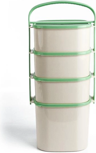 Plastic food carrier TORO 3× 1.2 l + 1× 2 l, mixed lid colors