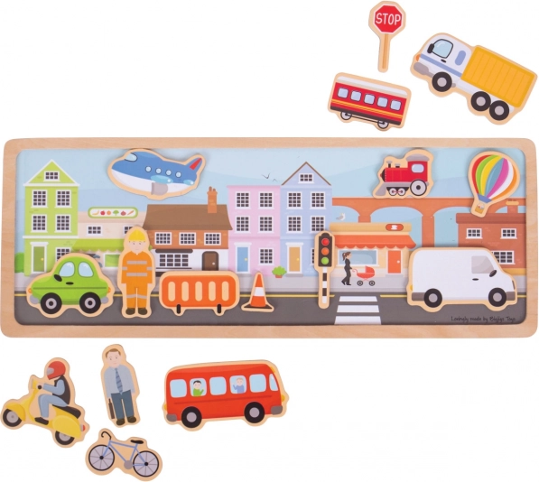 Magnetinės miesto dėlionės Bigjigs Toys