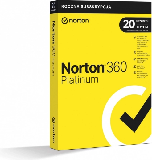 Norton 360 Platinum, 100 GB, 1 naudotojas, 20 įrenginių, 1 metai
