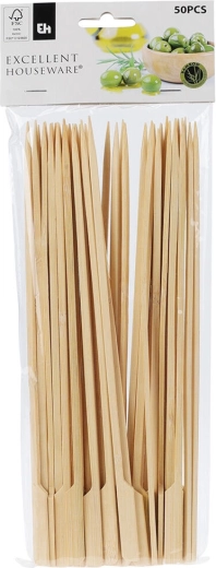 Bambukinės grilio iešmelės su laikikliu 25 cm (50 vnt.)