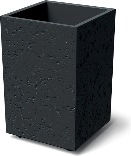 Sierra Square High Planter, Concrete Effect, 38.5 cm – Black