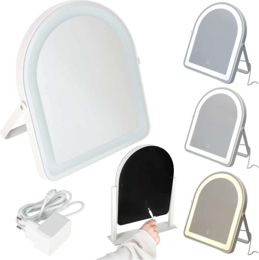 LED kosmetinis veidrodis makiažui su jutikliniu valdymu 12 V baltas – 1 vnt.