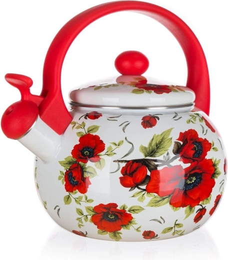 Enamel Whistling Kettle Poppy 2.2 L