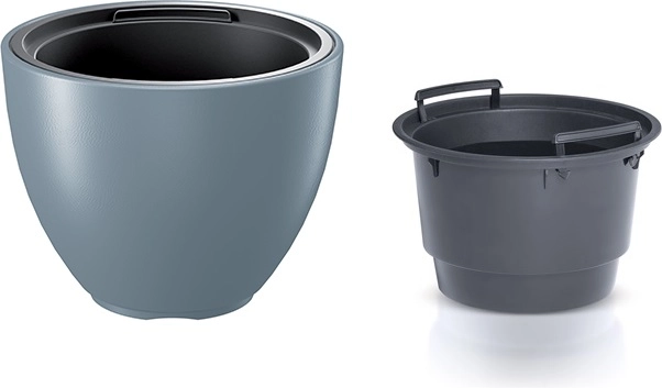 Plastic planter with removable insert 39.5 cm light grey