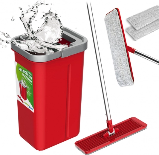Flat mop with bucket and wringer, 2 replacement covers HQ GreenBlue