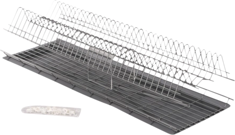 Metpol wall-mounted dish drainer for cabinet 80 cm, silver, with drip tray