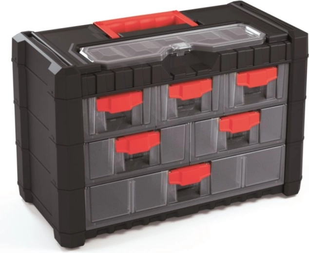 Plastikinis kabinamas įrankių organizatorius su 6 stalčiais 400 × 200 × 260 mm