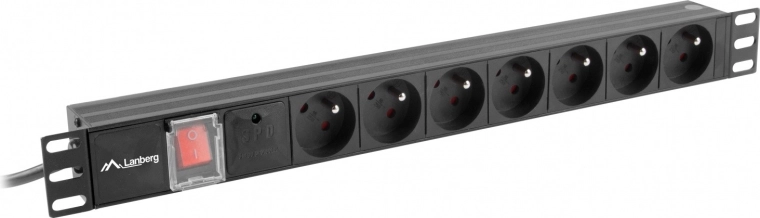 Rakinė maitinimo juosta PDU 19" 1U, 7× 230 V, 2 m, įėjimas IEC C14, juoda