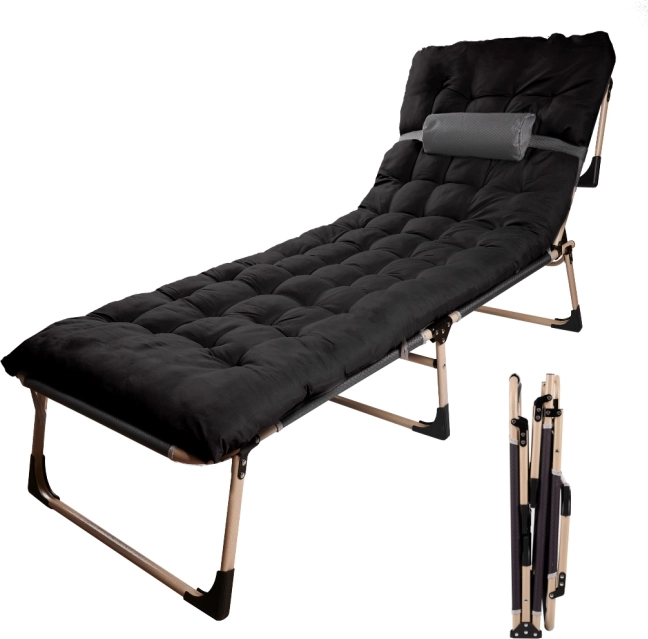 Sulankstoma turistinė lova 193 cm – juoda