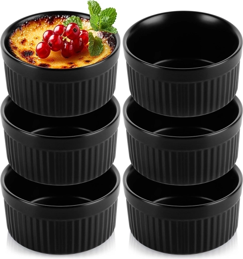 Keraminiai kepimo indeliai juodi 260 ml, 6 vnt. rinkinys