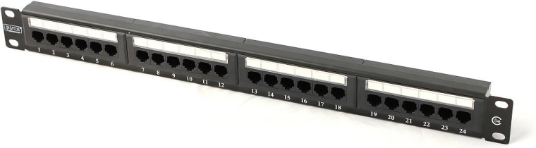Patch Panel 19" 24 Ports Cat.5e U/UTP 1U Black DIGITUS