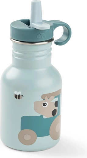Done by Deer nerūdijančio plieno vaikiškas buteliukas Tiny farm mėlynas 350 ml