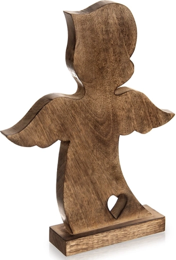 Medinė kalėdinė angelo figūrėlė iš mango medienos 38,5 cm