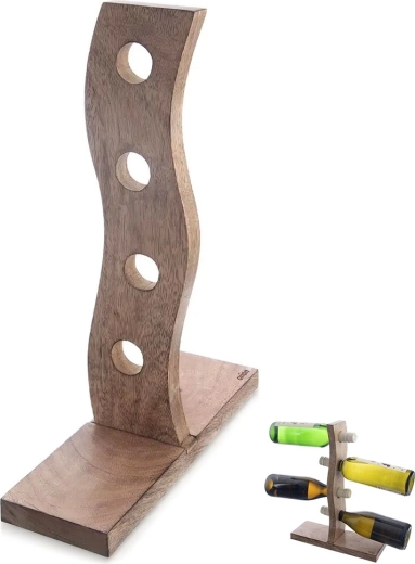 Wooden Mango Wine Rack for 4 Bottles 30.5 × 39.5 cm