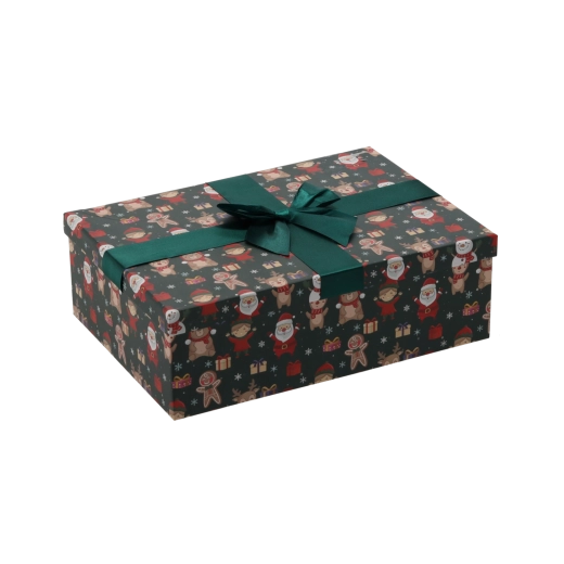 Kalėdinė dovanų dėžutė su žaliu kaspinu 26,5 × 18 × 7 cm – 1 vnt.