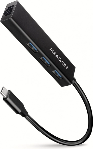 AXAGON HMC-GL3A multiport USB-C hub 4-in-1 with GLAN 5 Gb/s, 20 cm cable