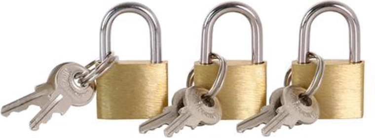 20 mm pakabinamų spynelių rinkinys – 3 vnt.