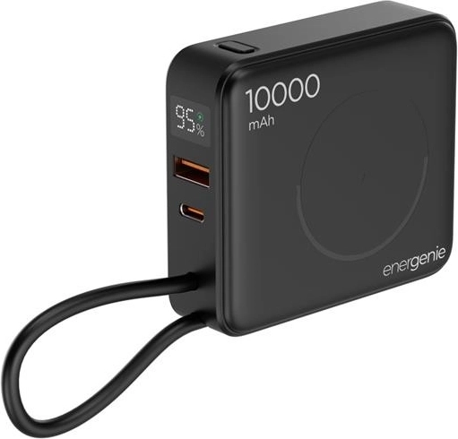 Energenie power bank 10,000 mAh with 15 W wireless charging and 20 W PD, black