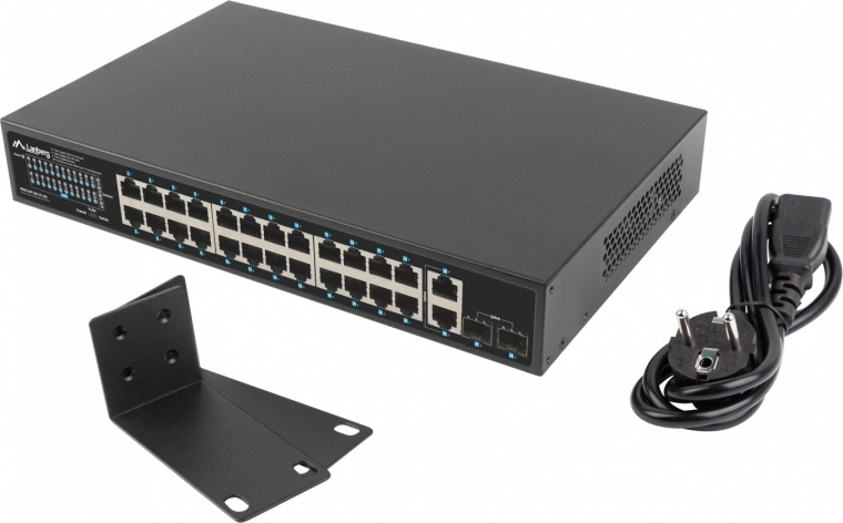Lanberg 24-port Gigabit PoE+ Switch 250 W with 2x SFP and 2x Uplink