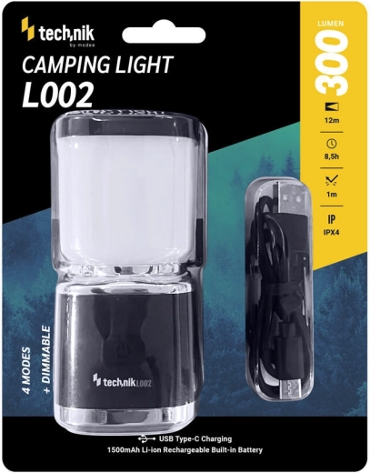 Technik camping lantern 300 lm with built-in battery and handle
